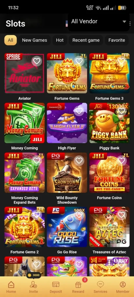 PRPWIN Game: The image shows available games in the app.