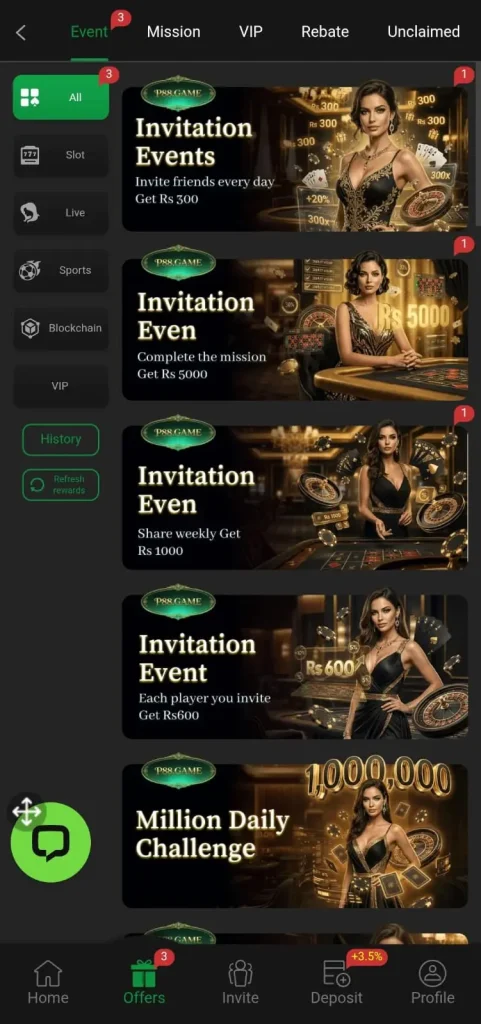 Daily bonuses in P888 Game