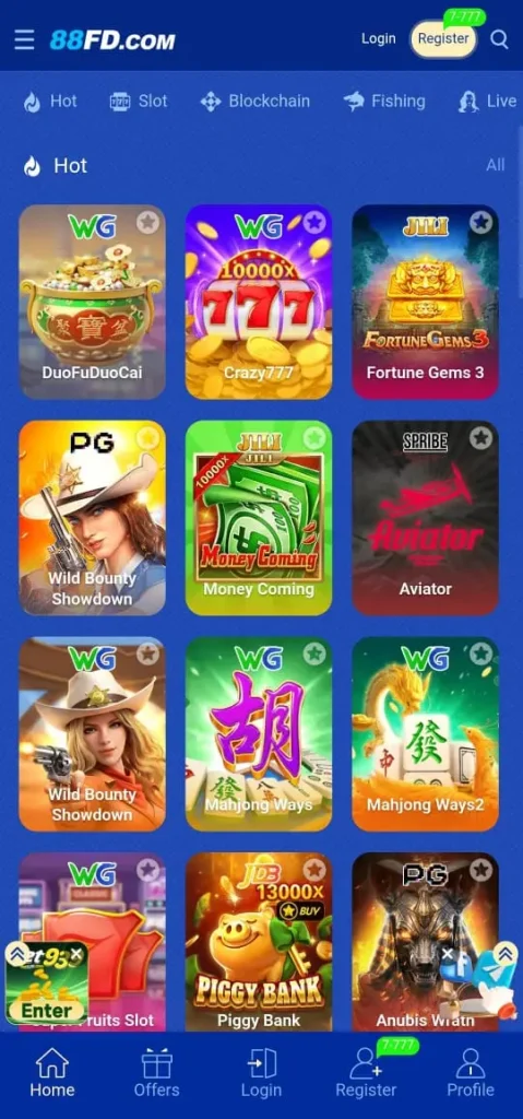 88FD Game home screen image.